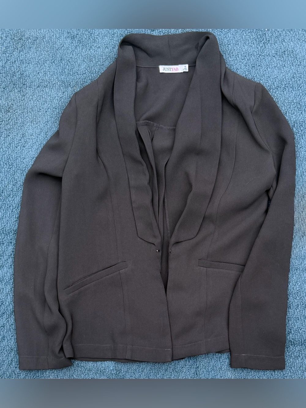 JustFab Black Open-Front Shawl Collar Blazer